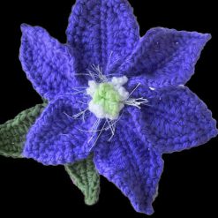 Collection of Clematis Crochet Pattern 13 blue climatis black background
