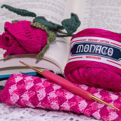 Monaco Crochet Thread with Lyns Rose and eye glass cozy
