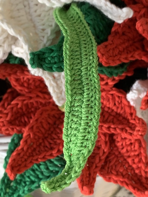 Recycle your Poinsettia and Holly crochet into an awesome holiday decor 8 leaves1