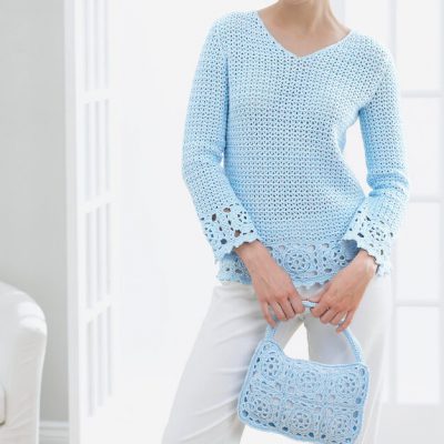 lacy tunic and purse free crochet pattern 3